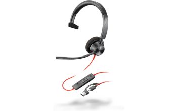 POLY Blackwire 3310 Monaurales USB-C-Headset, für Microsoft Teams zertifiziert, + USB-C/A-Adapter