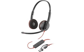POLY Blackwire 3220 Stereo USB-C Headset schwarz +USB-C/A Adapter (Packungseinheit)