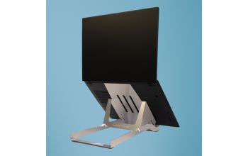 R-Go Tools Laptop-Halterung R-Go Riser Basic, faltbarer und verstellbarer Laptopständer, Aluminium, Silber