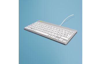 R-Go Tools Ergonomische Tastatur R-Go Compact Break, kompakte Tastatur mit Pausensoftware, AZERTY (BE), verkabelt, Weiß