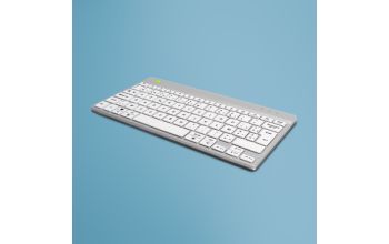 R-Go Tools Ergonomische Tastatur R-Go Compact Break, kompakte Tastatur mit Pausensoftware, AZERTY (BE), Bluetooth, Weiß