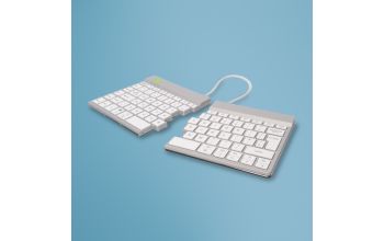 R-Go Tools Ergonomische Tastatur R-Go Split Break mit Pausensoftware, ergonomische geteilte Tastatur, QWERTY (UK), kabellos, weiß