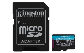 Kingston Technology 512GB microSDXC Canvas Go Plus 170R A2 U3 V30 Speicherkarte + Adapter