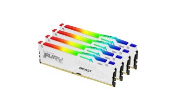 Kingston Technology FURY Beast 128 GB 5600 MT/s DDR5 CL40 DIMM (4er-Kit) White RGB XMP