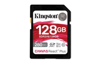 Kingston Technology 128GB Canvas React Plus SDXC UHS-II 280R/100W U3 V60 for Full HD/4K