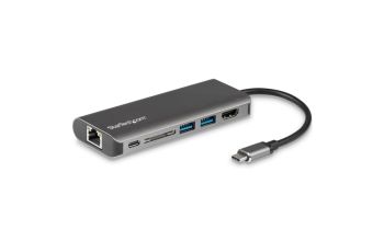 StarTech.com USB-C Multiport Adapter, tragbare USB-C Dockingstation auf 4k HDMI, 2 Port USB 3.0 Hub, SD/SDHC, GbE, 60W PD Pass-Through - USB Typ-C/Thunderbolt 3 - ERSETZT DURCH DKT30CHSDPD1