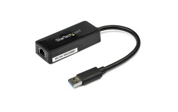 StarTech.com USB 3.0 Gigabit Ethernet Lan Adapter mit USB Port - Schwarz