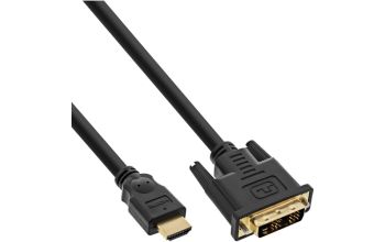 InLine HDMI-DVI Kabel, vergoldete Kontakte, HDMI ST auf DVI 18+1 ST, 15m