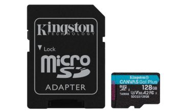 Kingston Technology 128GB microSDXC Canvas Go Plus 170R A2 U3 V30 Speicherkarte + Adapter