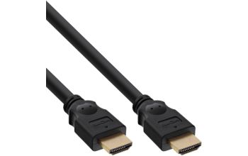 InLine HDMI Kabel, HDMI-High Speed, ST / ST, verg. Kontakte, schwarz, 10m