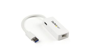 StarTech.com USB 3.0 Gigabit Ethernet Lan Adapter mit USB Port - Weiß