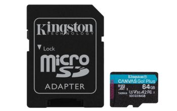 Kingston Technology 64GB microSDXC Canvas Go Plus 170R A2 U3 V30 Speicherkarte + Adapter