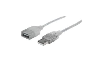 Manhattan Hi-Speed USB 2.0 Verlängerungskabel, USB 2.0, Typ A Stecker - Typ A Buchse, 480 Mbps, 1,8 m, Silber