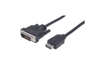 Manhattan HDMI auf DVI-Kabel, HDMI-Stecker auf DVI-D 24+1 Stecker, Dual Link, 1,8 m, schwarz