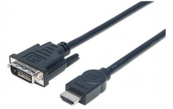 Manhattan HDMI auf DVI-Kabel, HDMI-Stecker auf DVI-D 24+1 Stecker, Dual Link, 5 m, schwarz