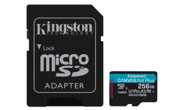 Kingston Technology 256GB microSDXC Canvas Go Plus 170R A2 U3 V30 Speicherkarte + Adapter