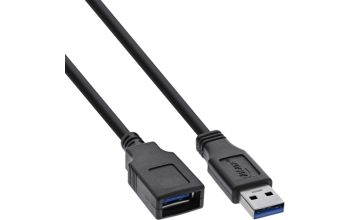 InLine USB 3.2 Gen.1 Kabel, A Stecker / Buchse, schwarz, 2m