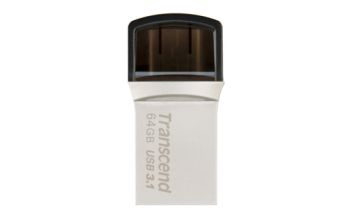 Transcend JetFlash 890 64GB USB-Stick USB Type-A / USB Type-C 3.2 Gen 1 (3.1 Gen 1) Schwarz, Silber
