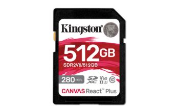 Kingston Technology 512GB Canvas React Plus SDXC UHS-II 280R/150W U3 V60 for Full HD/4K