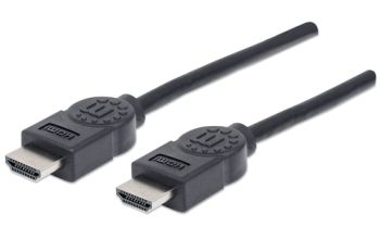 Manhattan High Speed HDMI Kabel, 4K@30Hz, 3D, HDMI Stecker auf Stecker, geschirmt, schwarz, 1,8 m
