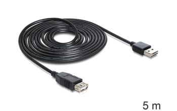 DeLOCK EASY-USB 2.0-A - USB 2.0-A, 5m USB Kabel USB A Schwarz