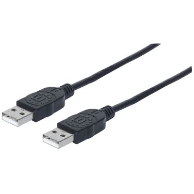 Manhattan Hi-Speed USB A Anschlusskabel, USB 2.0, Typ A Stecker - Typ A Stecker, 480 Mbps, 3 m, Schwarz