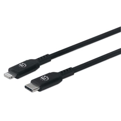 Manhattan USB-C auf Lightning Sync-/Ladekabel, USB-C-Stecker auf MFi-zertifizierten 8-pol. Lightning-Stecker, 0,5 m, schwarz