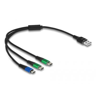 DeLOCK 87883 USB Kabel 0,3 m USB 2.0 Micro-USB B 2 x USB C Schwarz, Blau, Grün
