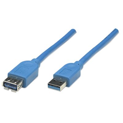 Manhattan SuperSpeed USB Verlängerungskabel, USB 3.0, Typ A-Stecker - Typ A-Buchse, 5 Gbit/s, 3 m, blau