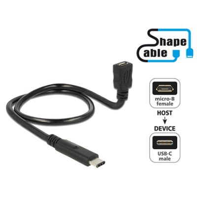 DeLOCK 0.5m, USB2.0-C/USB2.0 Micro-B USB Kabel 0,5 m USB C Micro-USB B Schwarz