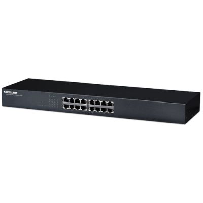 Intellinet 16-Port Gigabit Ethernet Rackmount Switch, 16 Port RJ45 10/100/1000 Mbit/s, IEEE 802.3az Energy Efficient Ethernet, 19" Rackmount, Metallgehäuse
