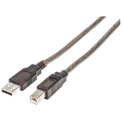 Manhattan Hi-Speed USB 2.0 aktives Anschlusskabel, USB A-Stecker auf B-Stecker, 15 m, schwarz
