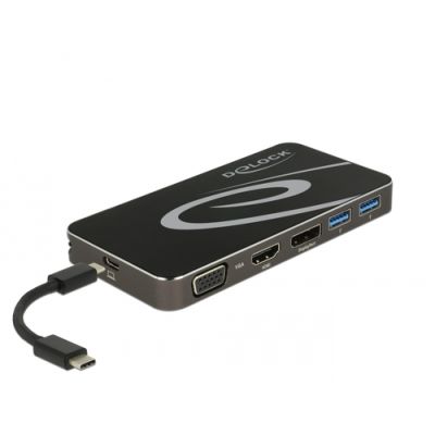 DeLOCK 87773 laptop-dockingstation & portreplikator Kabelgebunden USB 3.2 Gen 1 (3.1 Gen 1) Type-C Schwarz