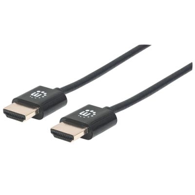 Manhattan Ultradünnes High Speed HDMI-Kabel mit Ethernet-Kanal, HEC, ARC, 3D, 4K@60Hz, HDMI-Stecker auf HDMI-Stecker, geschirmt, schwarz, 3 m