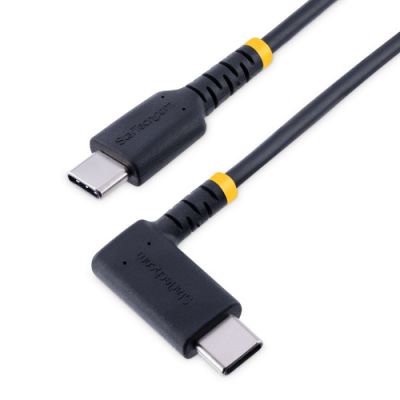 StarTech.com 1 m USB-C Ladekabel Mit Winkelstecker und 60W PD 3A - Robustes Schnellladekabel Mit Aramidfaser - USB-C Auf USB-C Kabel - USB 2.0 Typ-C Kabel Für Handy, Tablet