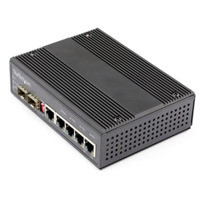 StarTech.com Industrial 6 Port Gigabit Ethernet Switch - 4 PoE RJ45 +2 SFP Slots 30W PoE+ 12-48VDC 10/100/1000 Power Over Ethernet LAN Switch -40°C bis 75°C Hutschienenmontage