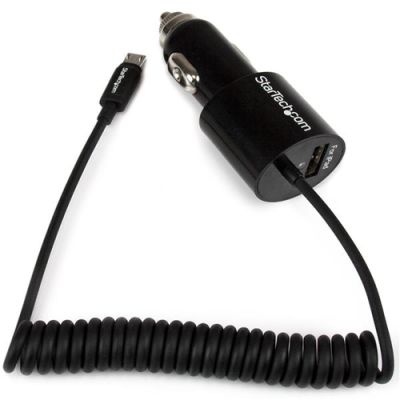 StarTech.com Dual USB KFZ-Ladegerät mit Micro USB Kabel und USB 2.0 - 21 Watt / 4.2 A - Schwarz