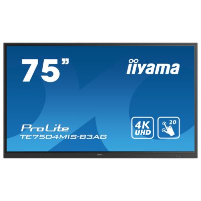 iiyama TE7504MIS-B3AG Signage-Display Interaktiver Flachbildschirm 190,5 cm (75") WLAN 400 cd/m² 4K Ultra HD Schwarz Touchscreen Eingebauter Prozessor iiWare 9.0