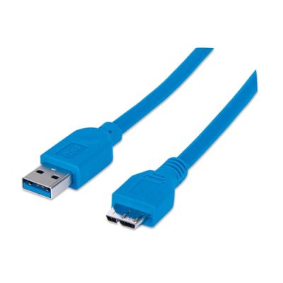 Manhattan SuperSpeed USB Micro-B Anschlusskabel, USB 3.0, Typ A-Stecker - Micro-B-Stecker, 5 Gbit/s, 2 m, blau