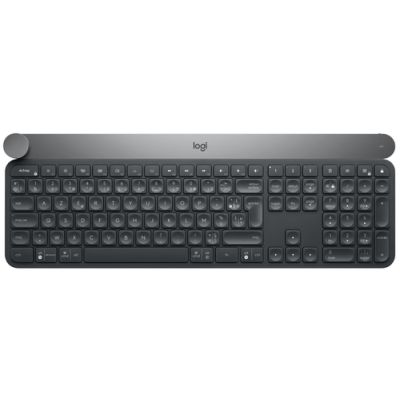 Logitech Craft Advanced keyboard with creative input dial Tastatur RF Wireless + Bluetooth AZERTY Französisch Schwarz, Grau