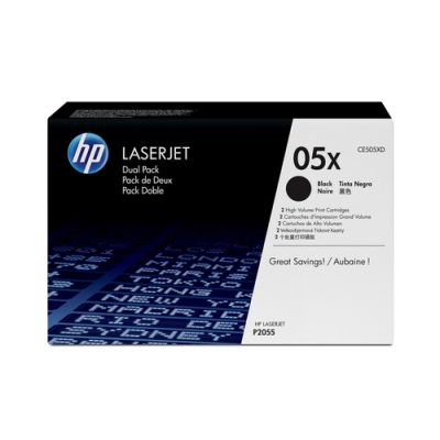 HP 05X 2er-Pack Schwarz Original LaserJet Tonerkartusche mit hoher Reichweite