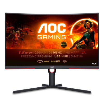 AOC CQ32G3SU/BK Computerbildschirm 80 cm (31.5") 2560 x 1440 Pixel Quad HD LED Schwarz, Rot