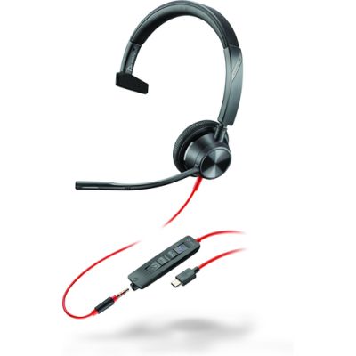 POLY Blackwire 3315-M Microsoft Teams Certified USB-C 3.5mm Mono Headset