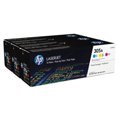 HP 305A 3er-Pack Cyan/Magenta/Gelb Original LaserJet Tonerkartuschen