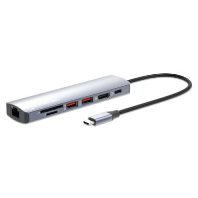 Manhattan 153966 laptop-dockingstation & portreplikator Kabelgebunden USB 3.2 Gen 2 (3.1 Gen 2) Type-C Silber