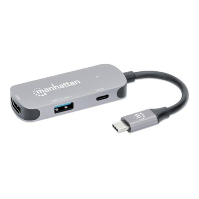 Manhattan 190299 laptop-dockingstation & portreplikator Kabelgebunden USB 3.2 Gen 1 (3.1 Gen 1) Type-C Silber