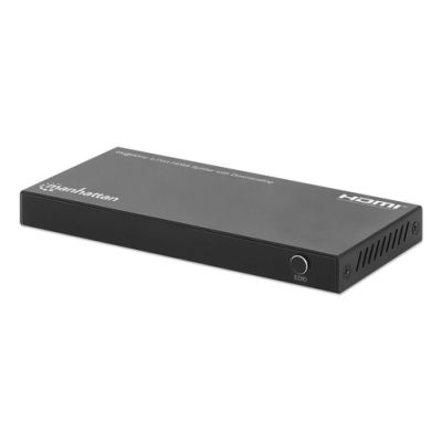 Manhattan 4K@60Hz 4-Port HDMI-Splitter mit Downscaling Teilt einen HDMI-Eingang in vier HDMI-Ausgänge (1x4), EDID-Schalter für Downscaling 18G, schwarz