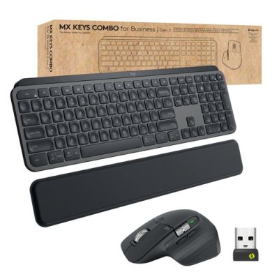 Logitech MX Keys combo for Business Gen 2 Tastatur Maus enthalten RF Wireless + Bluetooth QWERTY Dänisch, Finnisch, Nordisch, Schwedisch Graphit