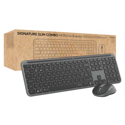 Logitech MK950 Signature for Business Tastatur Maus enthalten Büro RF Wireless + Bluetooth AZERTY Französisch Graphit