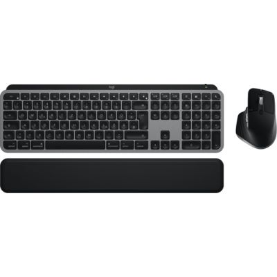 Logitech MX Keys S Combo for Mac Tastatur Maus enthalten Heimbüro RF Wireless + Bluetooth QWERTZ Deutsch Aluminium, Schwarz